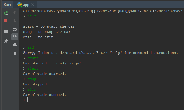 Python Challenge - Stop Command